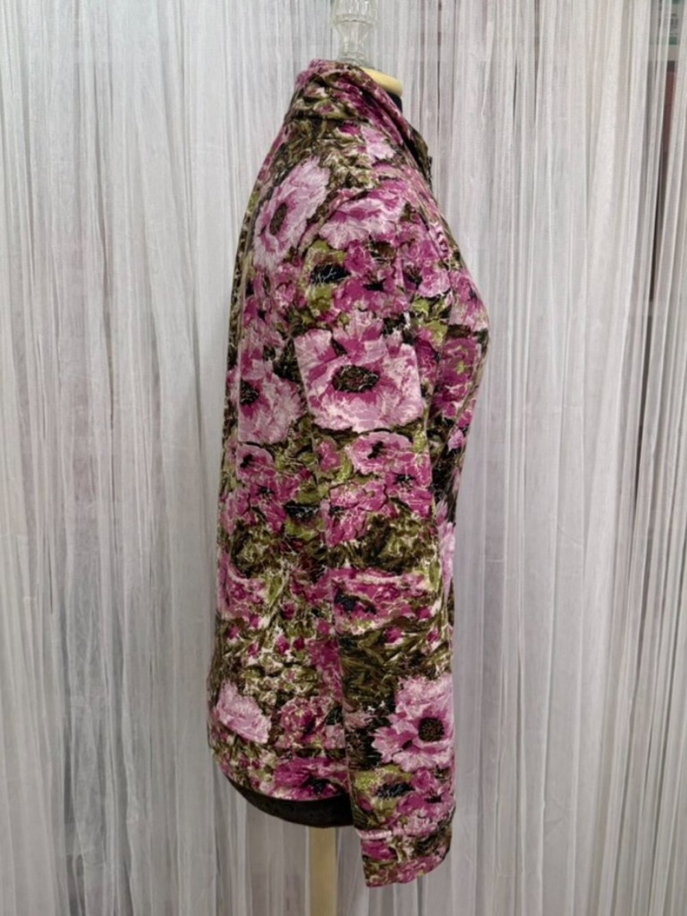 Zenergy By Chico’s Floral Zip Front Jacket Womens 0/Small Rhinestone Zip Stretch - Picture 5 of 15
